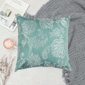 Teal Floral Cushion Cover 16 X 16 Inch