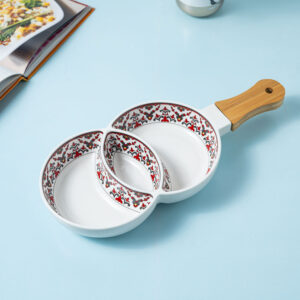 Ceramic Serving Platter with Wooden Handle