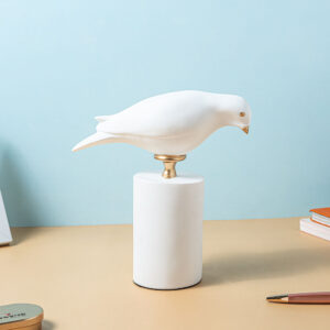 Avadavat White Ceramic Bird Object - Set of 2