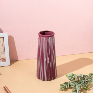 Wine Coloured Striped Vase
