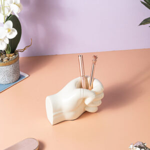 Hand Shaped Pencil and Pen Holder - White