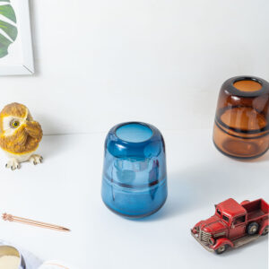 Glazed Glass Hollow Vase-Blue