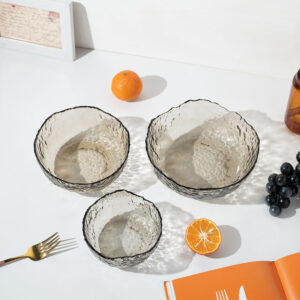 Textured Glass Serving Bowl - Set of 3