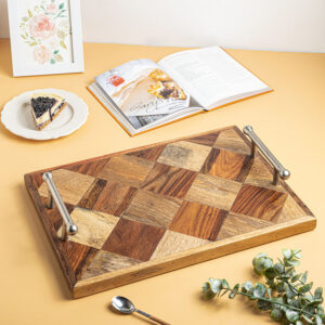 Wooden Herringbone Pattern Serving Platter